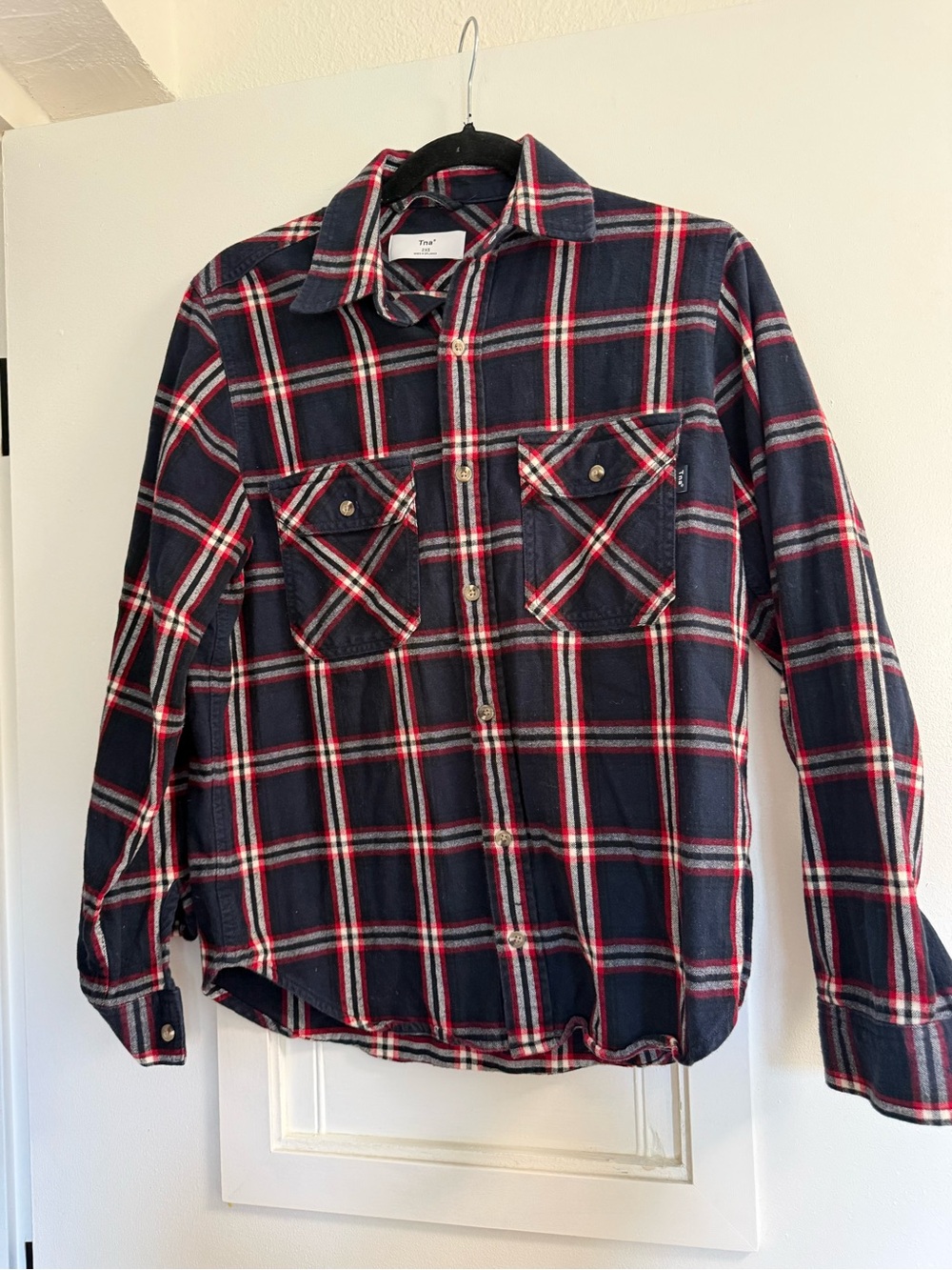 TNA Navy and Red Plaid Flannel Shirt